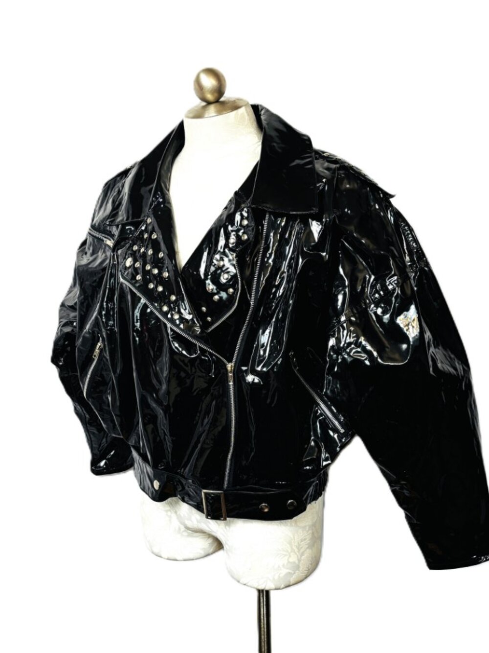 80's VTG Wippette by Kenn Sporn Vinyl Glam Rock Moto Biker Jacket Sz L - Picture 2 of 16